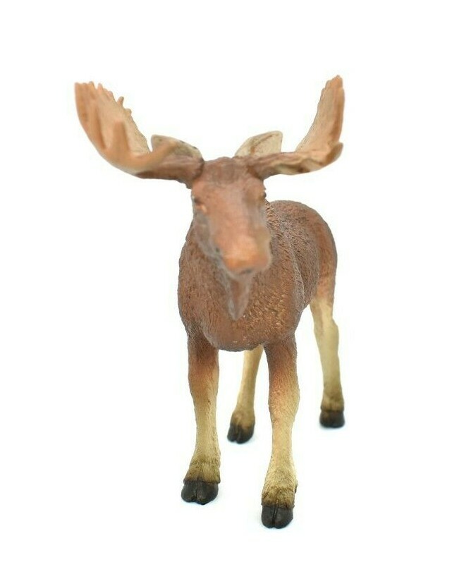 Moose Bull Toy Model Plastic Replica Forest Animal, Kids Educational 5″ F349