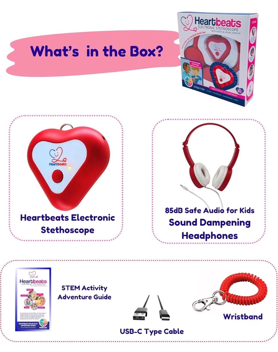 Heartbeat Electronic Stethoscope Toy w/ LED Display & 10X Sound Amplification