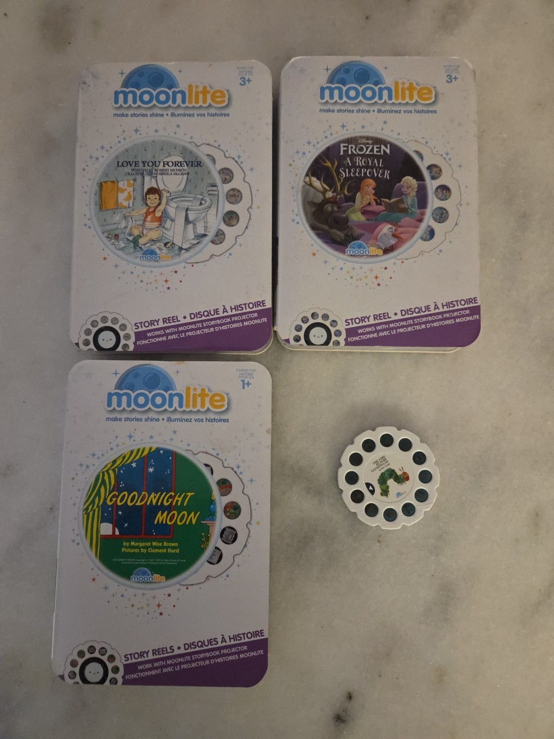 Lot Of 4 Moonlite Storybook Projector Story Reel Goodnight Moon Disney Frozen