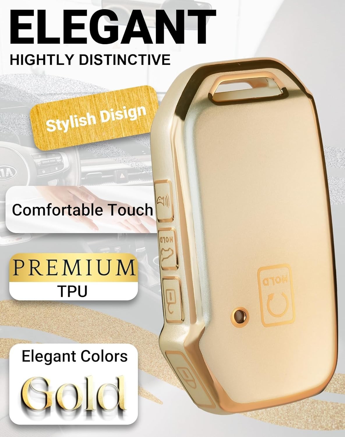 For Kia Key Fob Cover with Key Chain, Soft TPU Car Key Fob Case Shell for Kia So