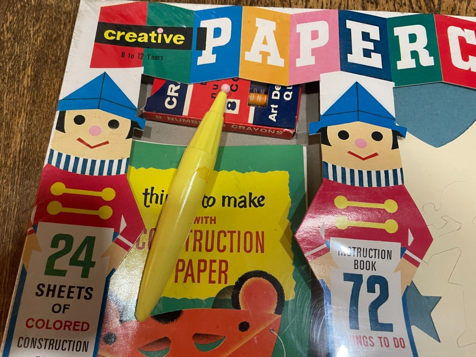 Creative Papercraft by Saalfield SEALED 1965 Paper Crayons Stencils Kids Vintage