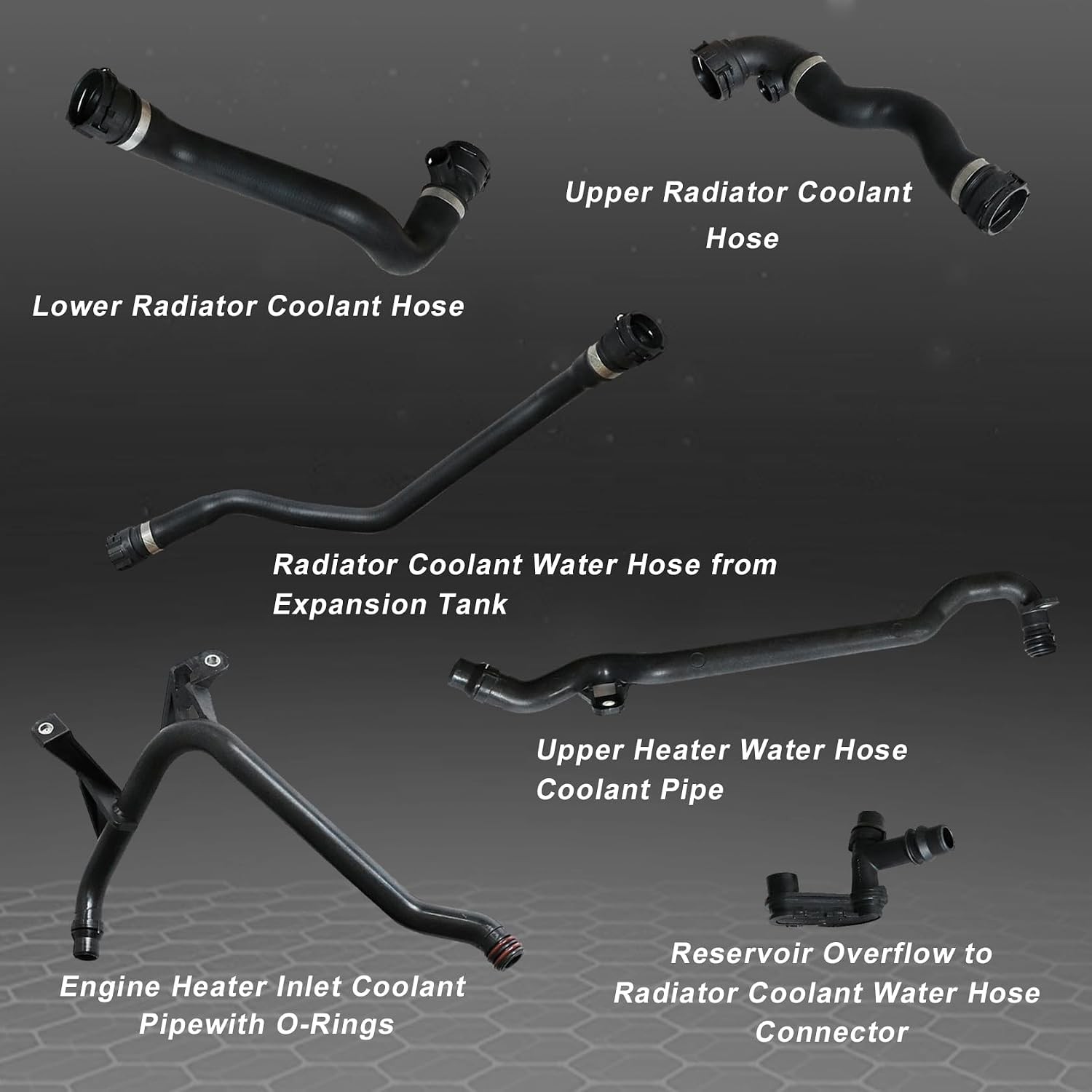 FZJDSD 7Pcs Set Expansion Tank Coolant Radiator Hose Kit Compatible with BMW