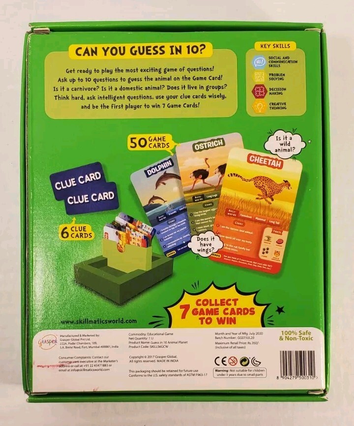 Skillmatics Guess In 10 Animal Planet The Quick Game Of Smart Questions – Sealed