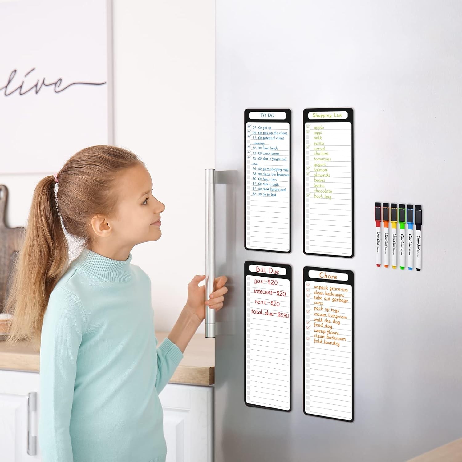 Magnetic Dry Erase List Board – 4″x12″ Multifunctional List Board for Fridge …