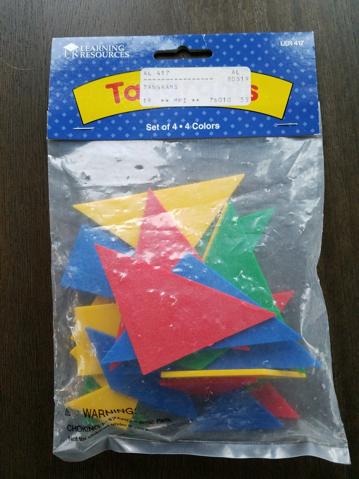 MATH MANIPUATIVES TANGRAMS LEARNING RESOURCES EDUCATIONAL SET OF 4 and 4 Colors 