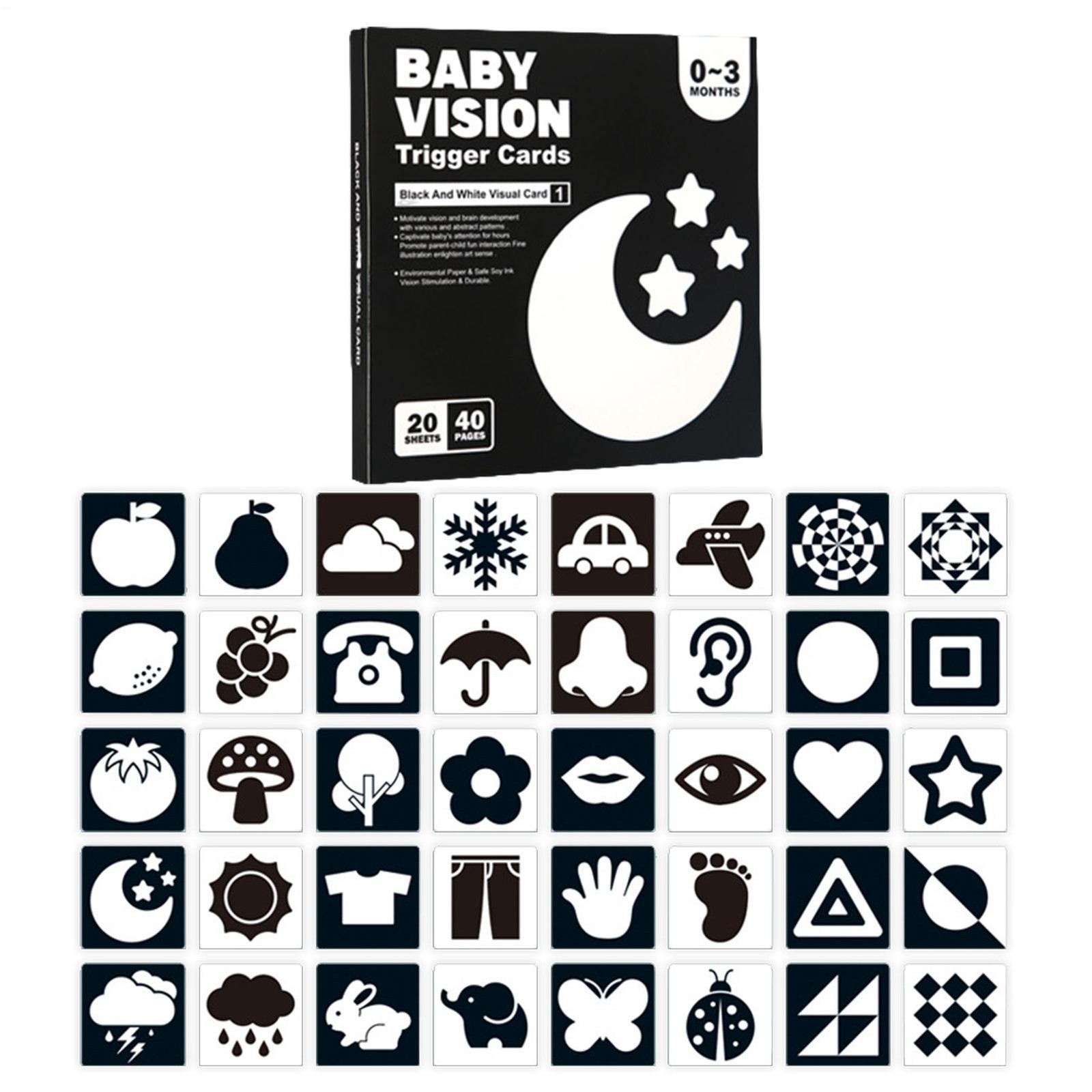 Black And White Baby Sensory Flash Cards Visual Stimulation High Contrast Cloth