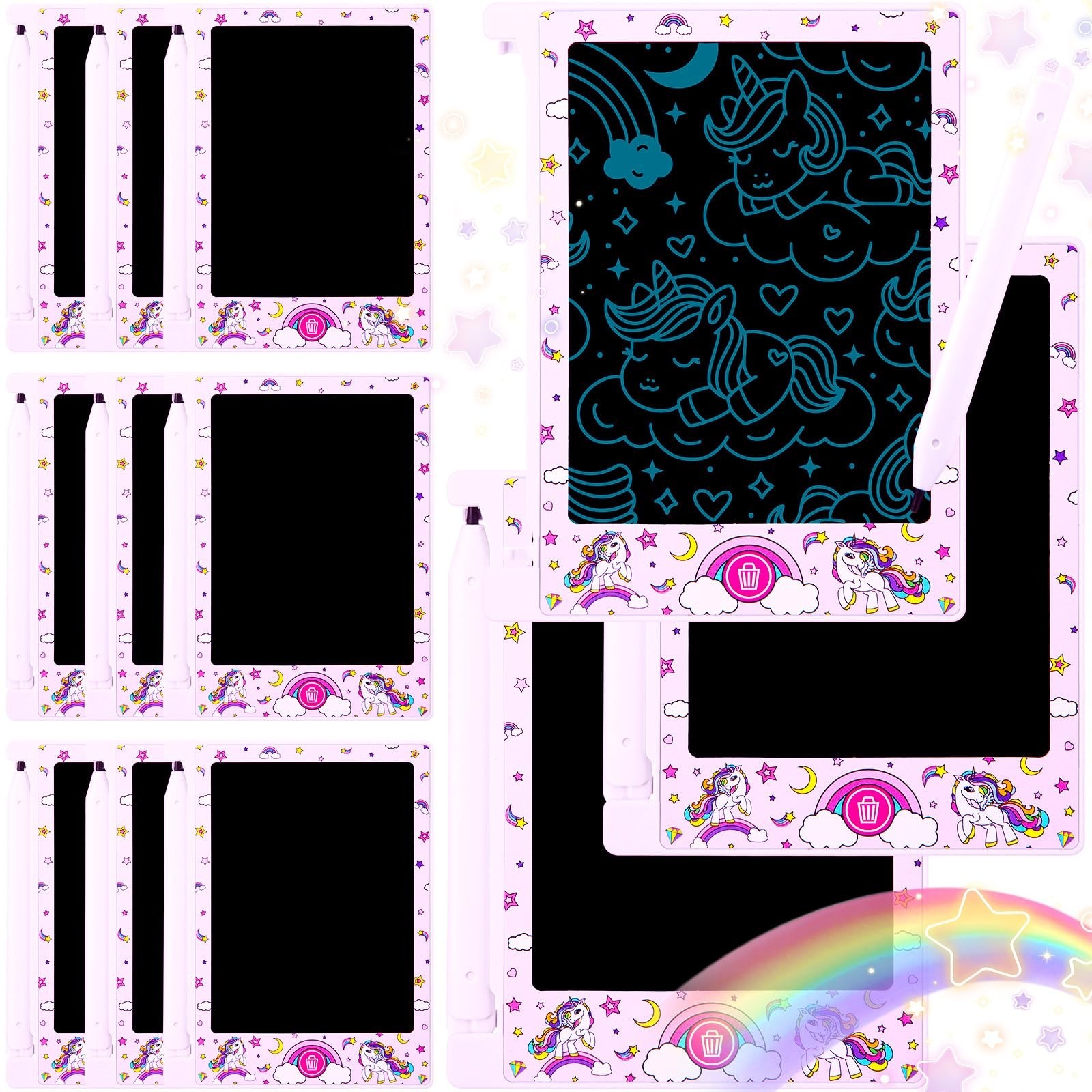 Nezyo 12 Pack Unicorn Party Favors Mini LCD Writing Tablet for Kids 4.6 Inch …