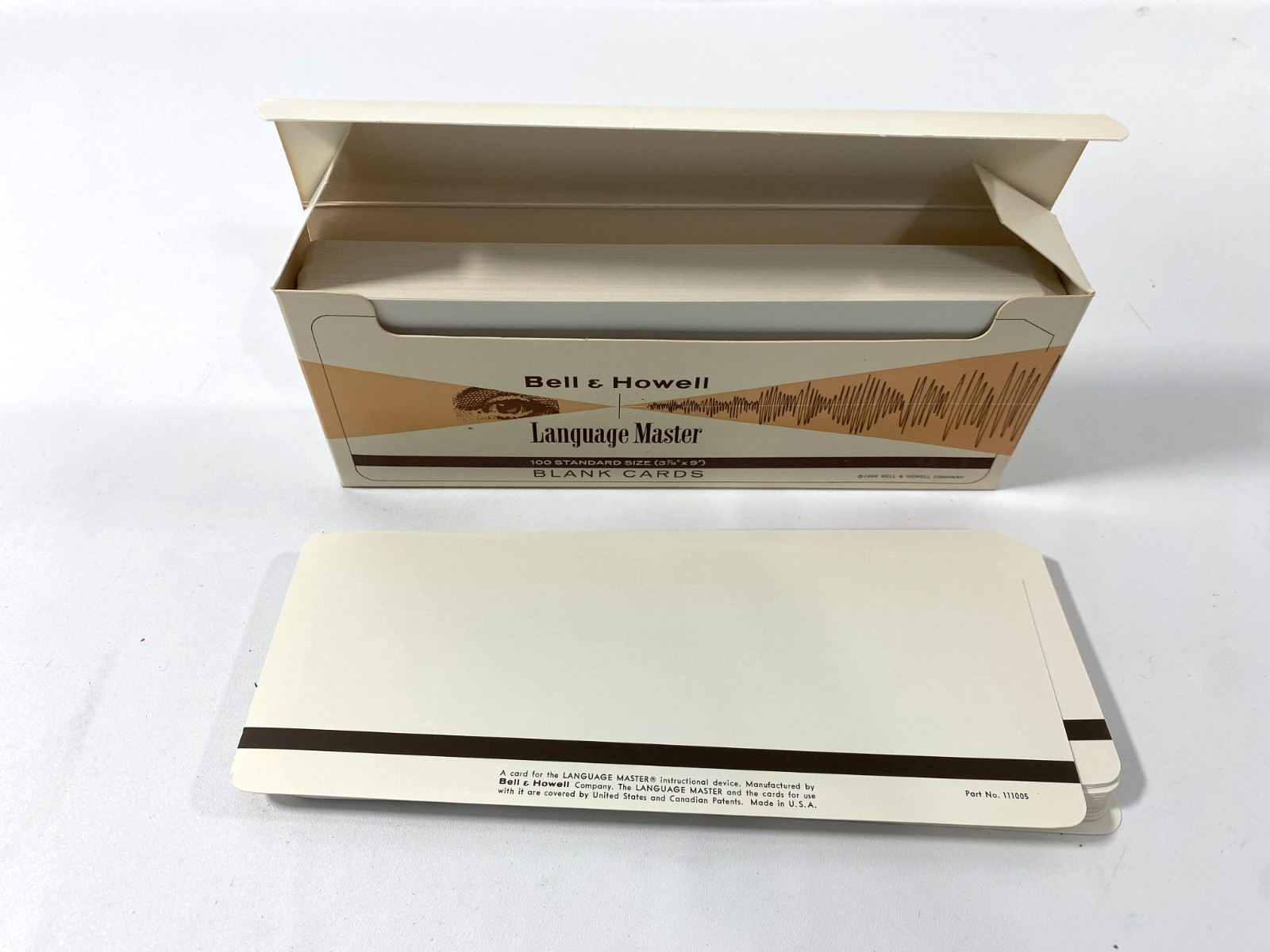 100 Bell & Howell Language Master Magnetic Strip Blank Cards 3-7/16″ x 9″ NOS