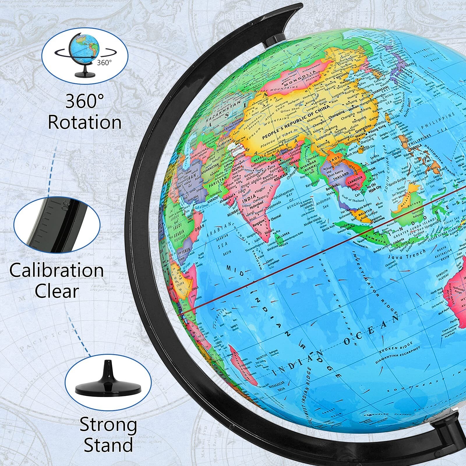 GOCHANGE Globes for Kids, 13″ Political Globe for Classroom Teaching with HD …
