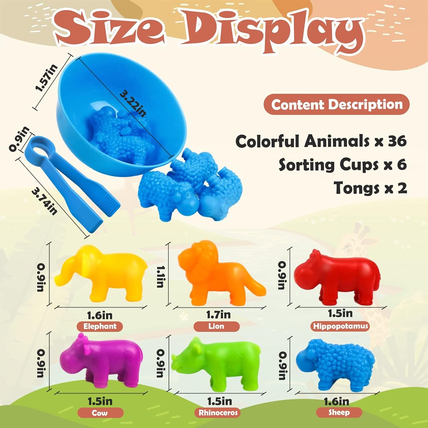 GKDOMS Counting Animals Toy Matching Game with Sorting Bowls Preschool Learning