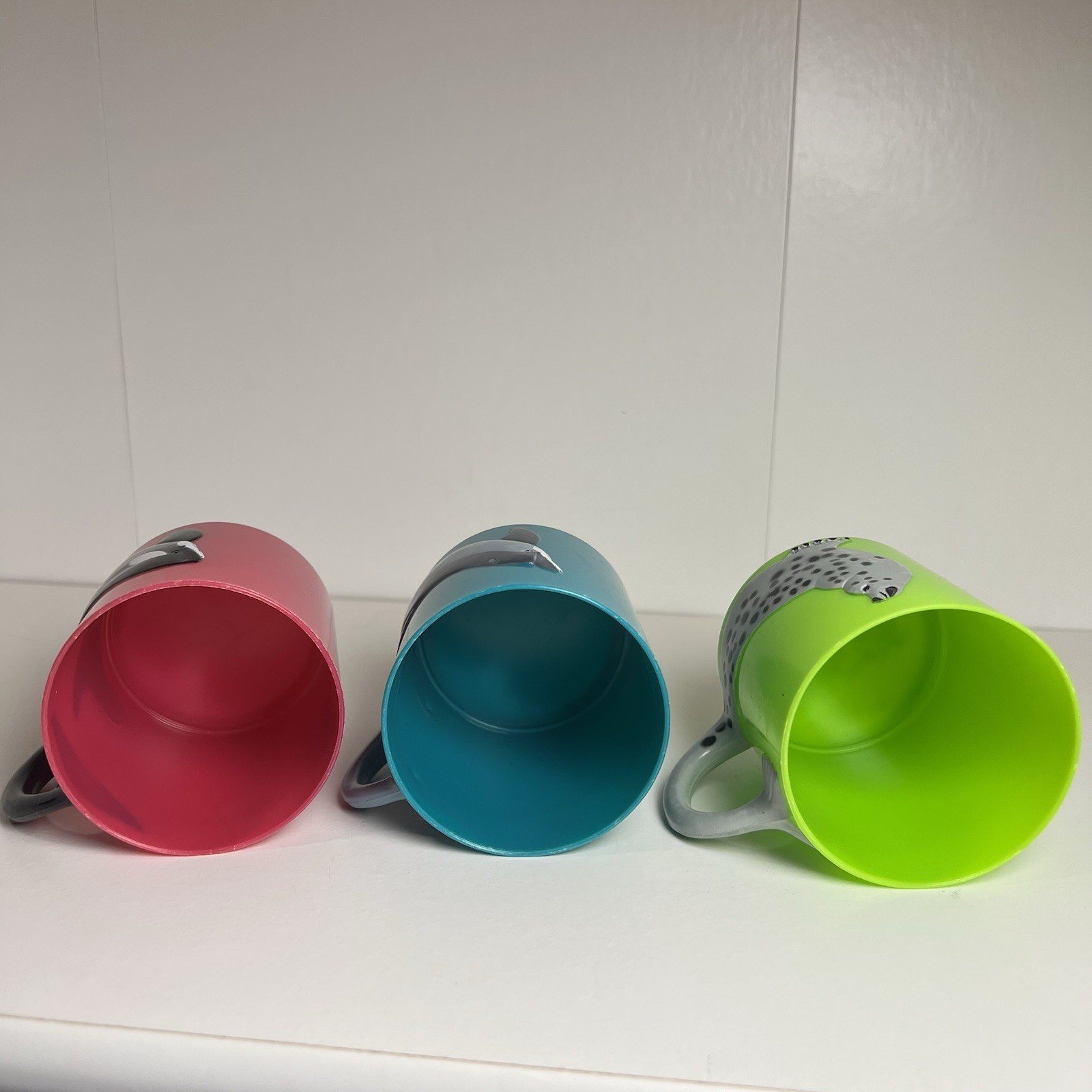 Children’s Plastic Drinking Handled Mugs – Seal, dolphin, whale -birght colored
