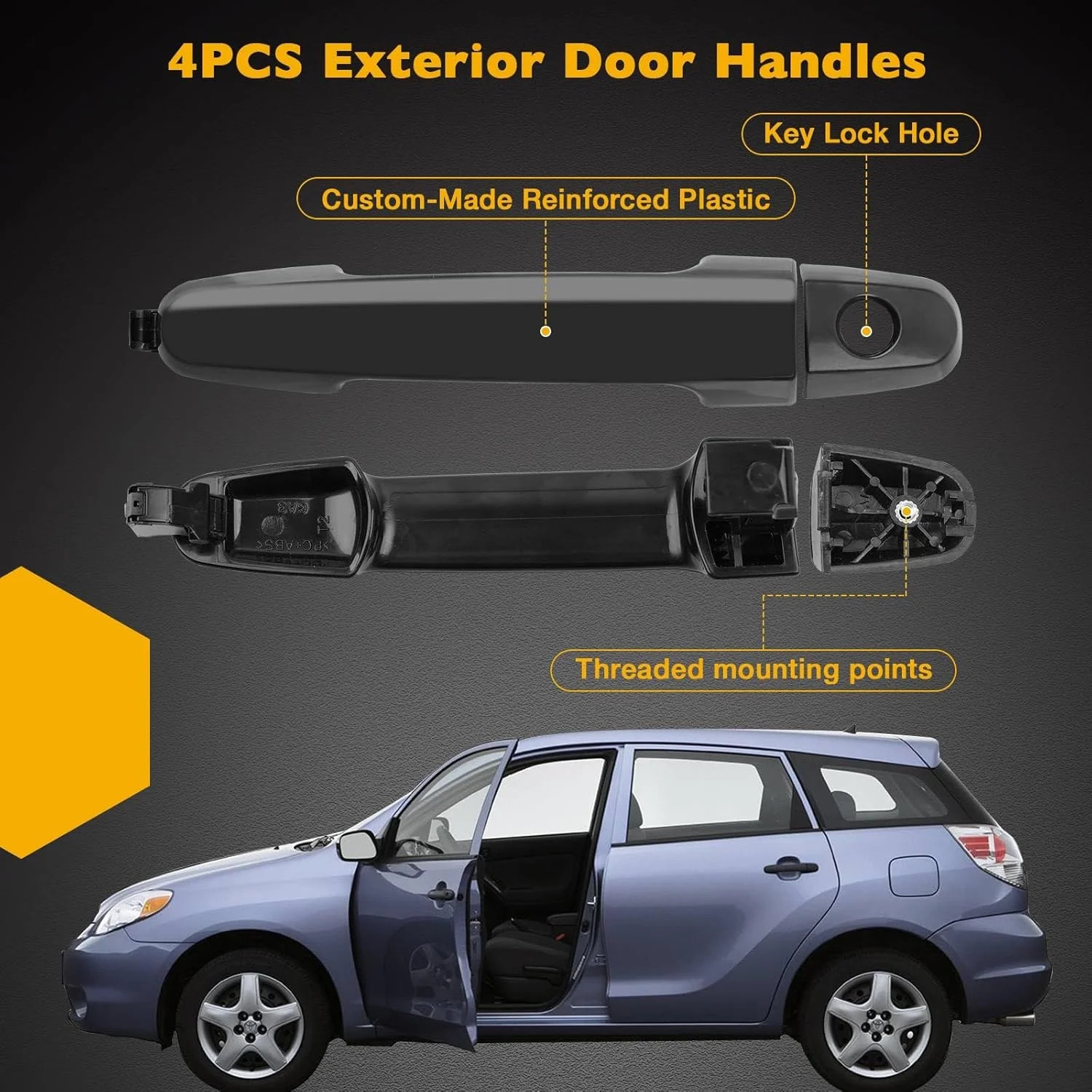 Exterior Door Handle 4Pcs Front Rear Driver & Passenger Side, Compatible with To