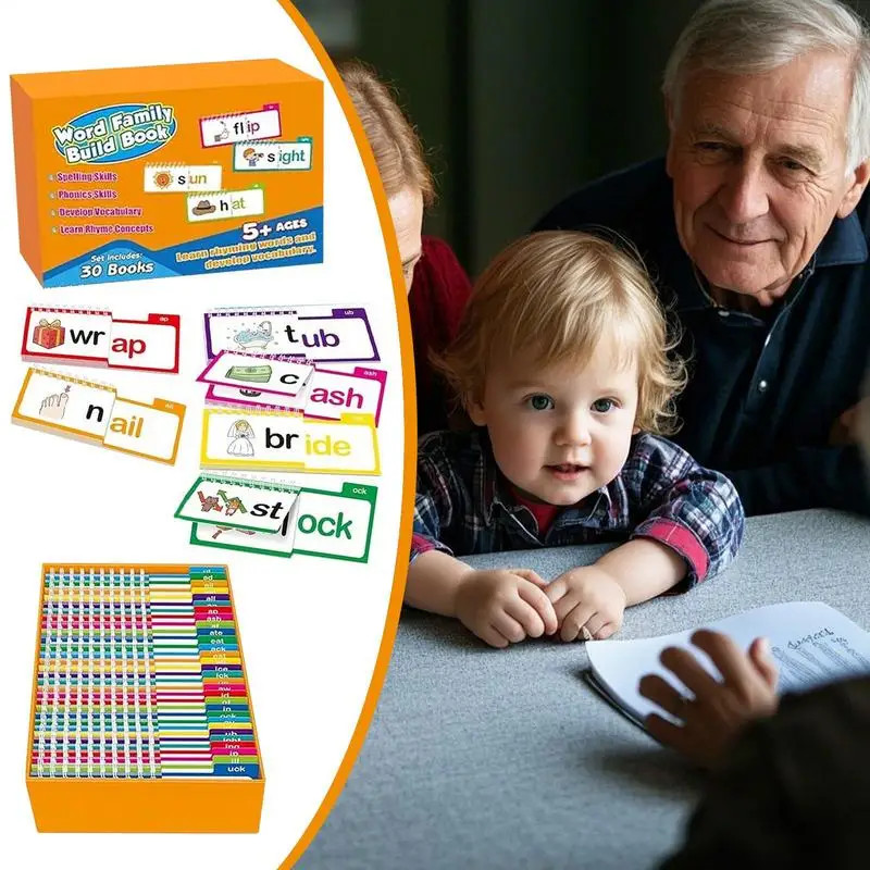 30 Read & Rhyme Word Family Flash Cards Phonics Reading Learning Educational Set