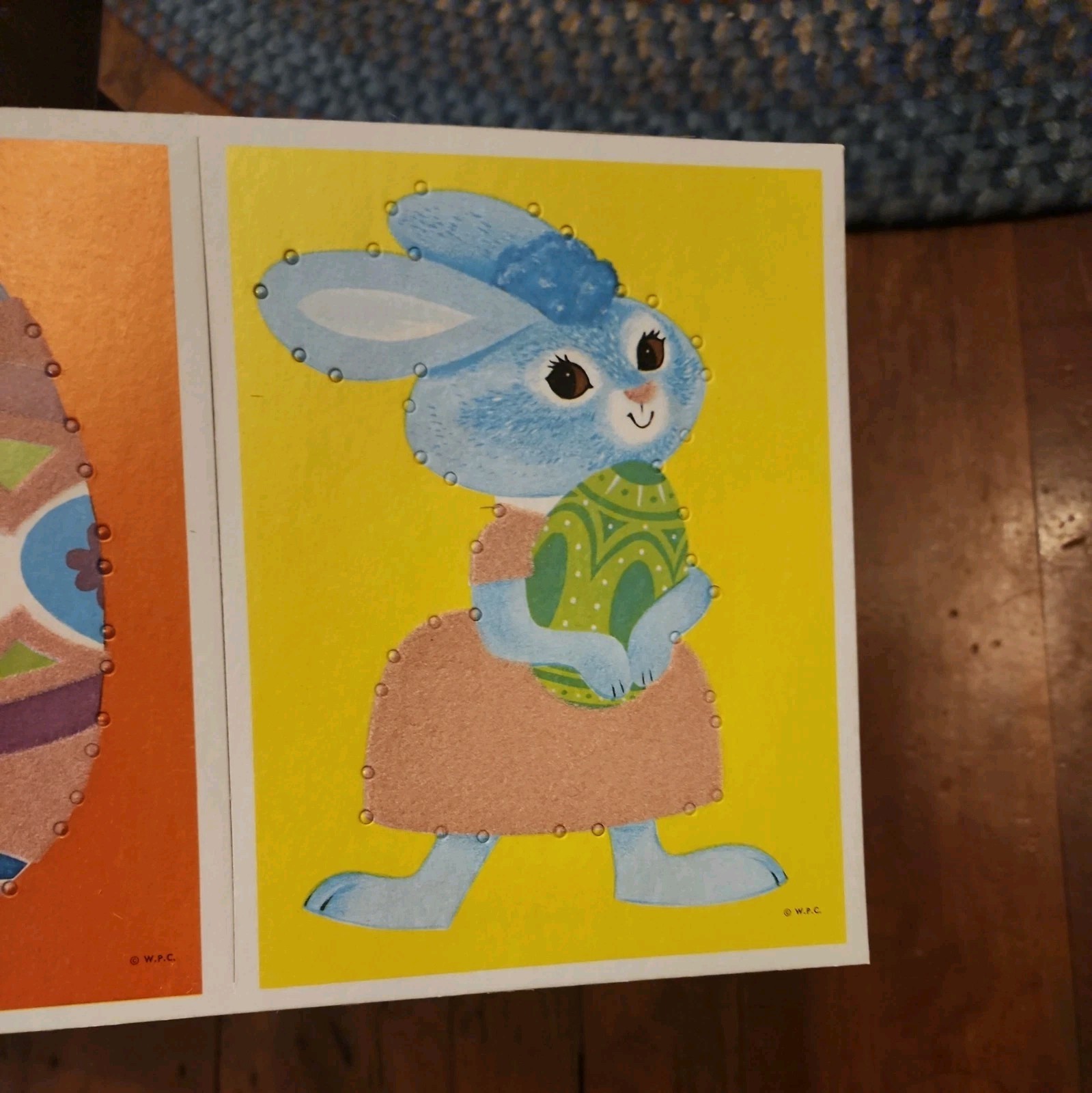 NEW Vintage Whitman Fuzzy Bunny Flocked Lacing Cards 1966 Easter no.4634