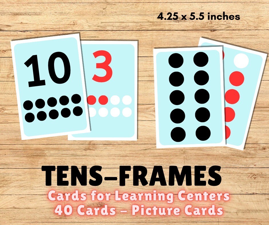 TENS-FRAMES – Cards For Learning Center Preschool 40 Cards Teaching supplies