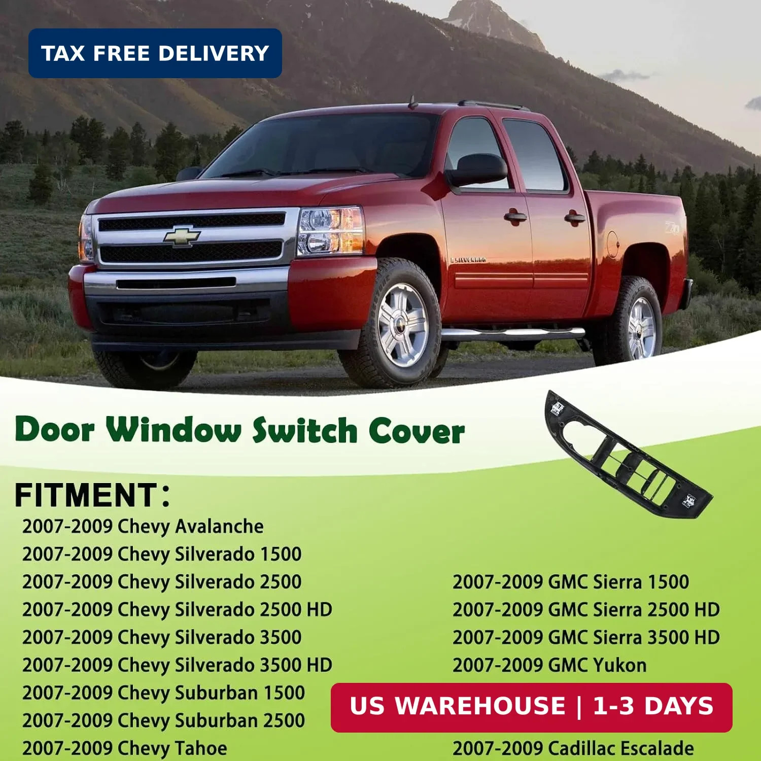 Window Switch Bezel Cover Front Left Driver Side Compatible with 2007-2009 Chevy