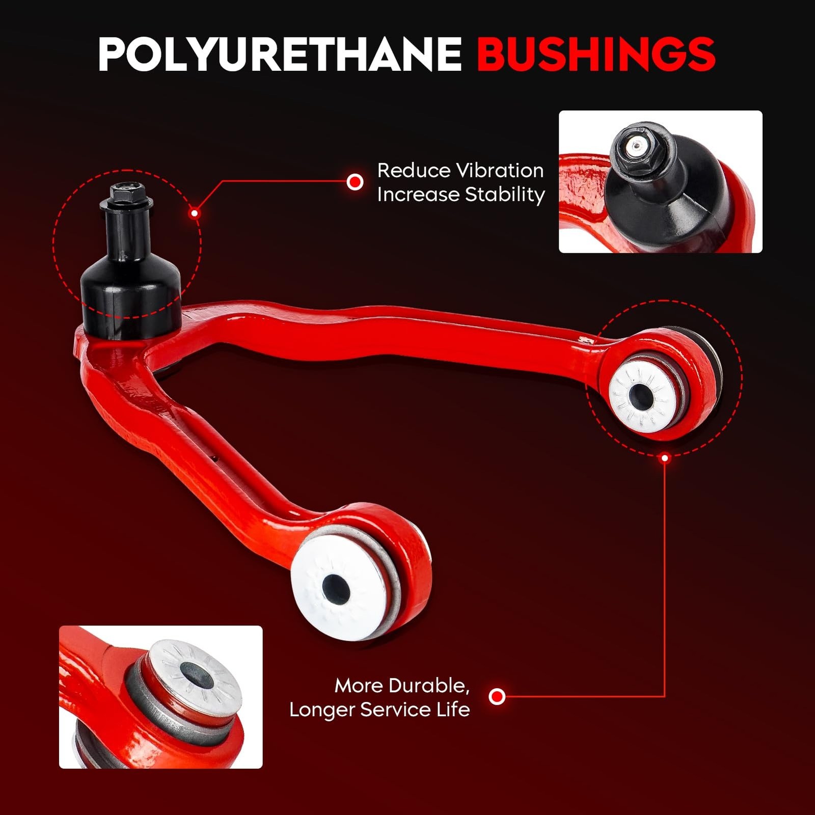 4 PCS Front Upper Left and Right Control Arm Kit w/Ball Joint with Polyuretha…