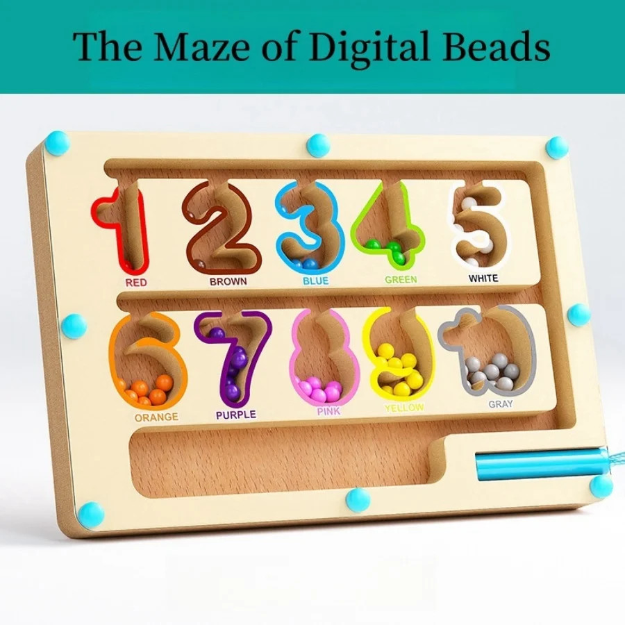 Magnetic Maze Toy Digital Beads Puzzle Game Attention Training Montessori Kids
