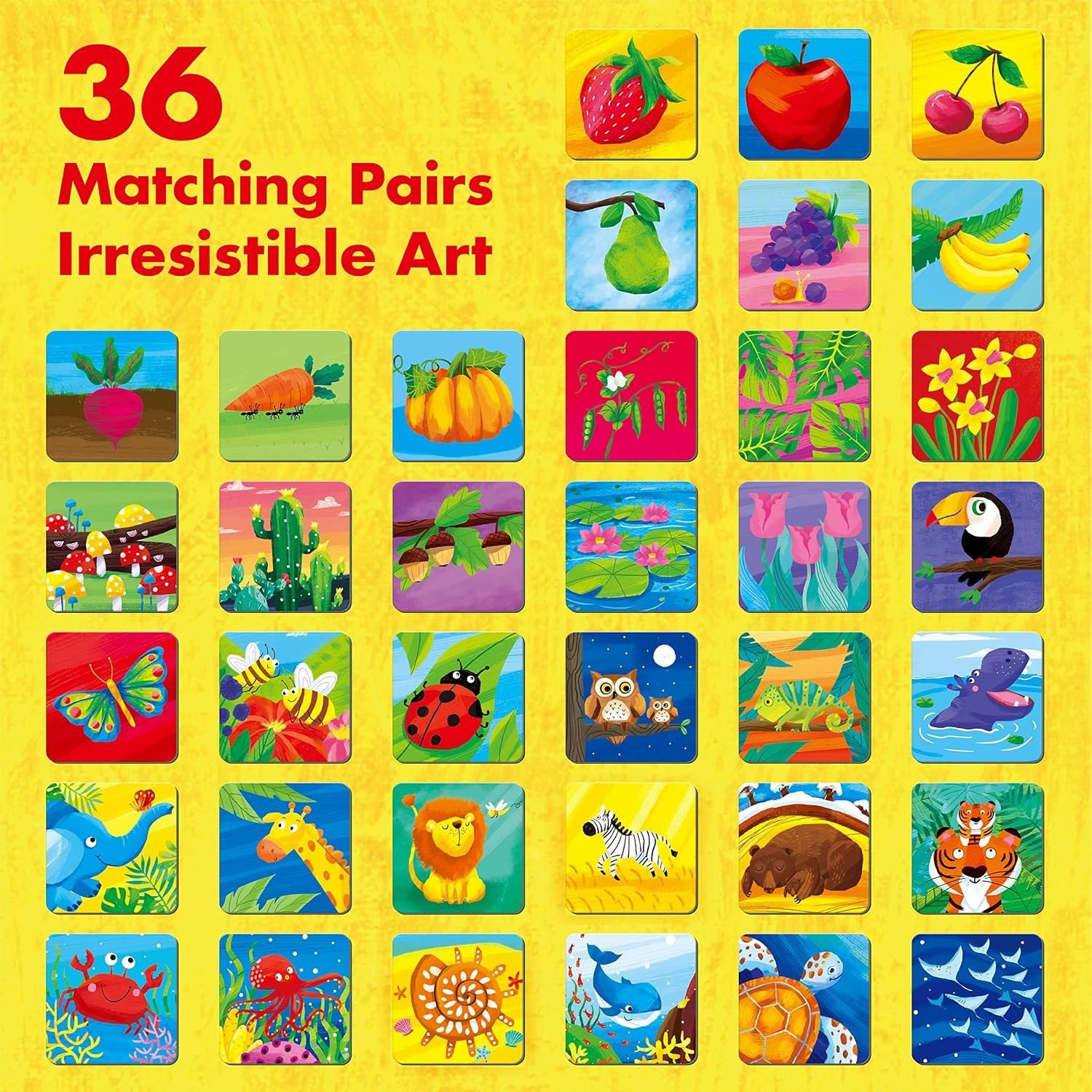 Customizable 72 PCS Matching Cards – Fun Nature Theme Game for Preschoolers