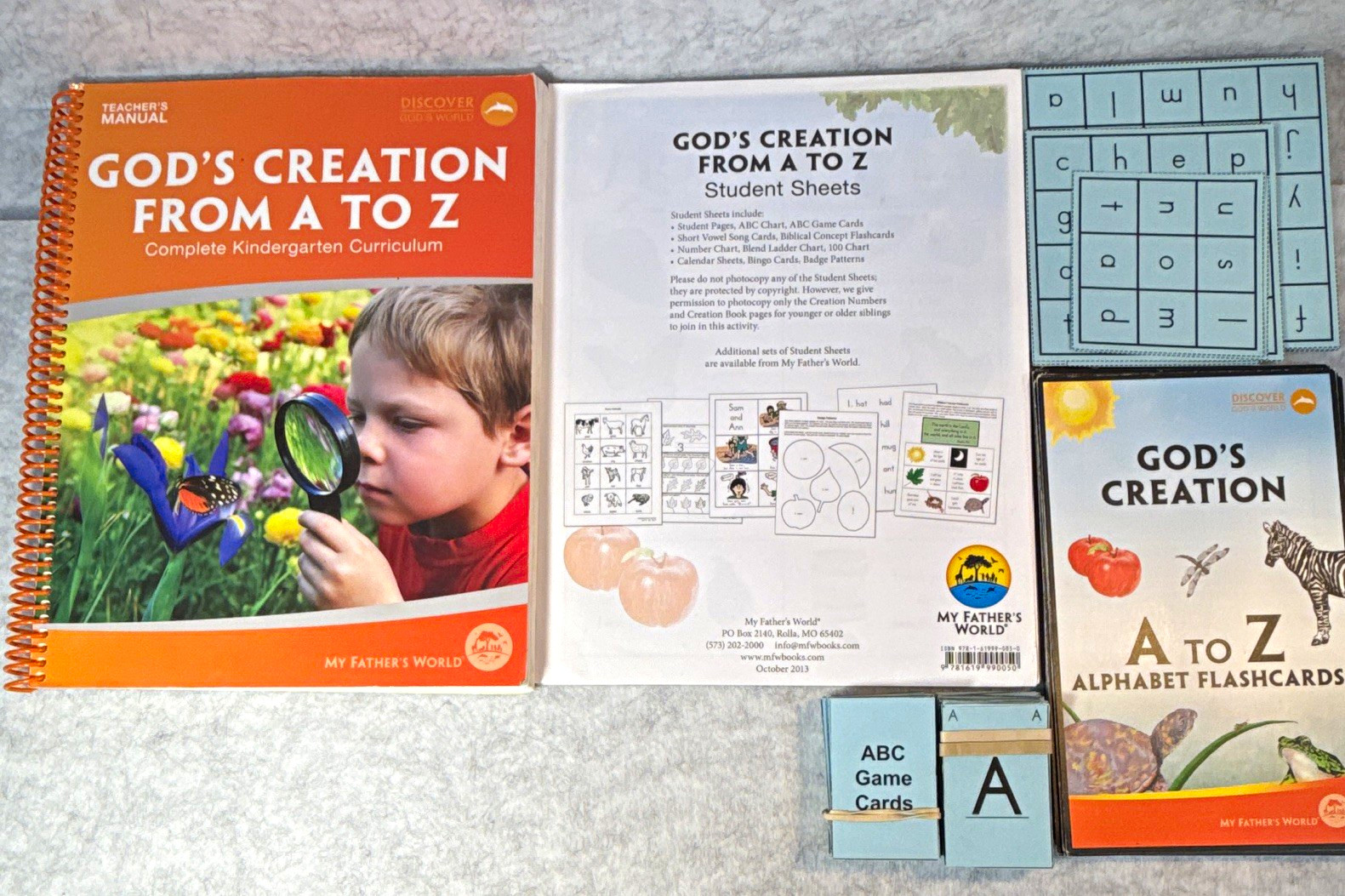 My Father’s World God’s Creation A-Z Kindergarten Set Flash Cards & Manuals