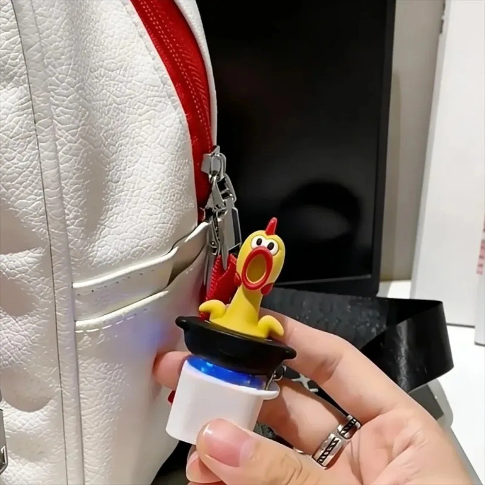 Funny Screaming Chicken Keychain Sound Light Press Button Fidget Toy Gift