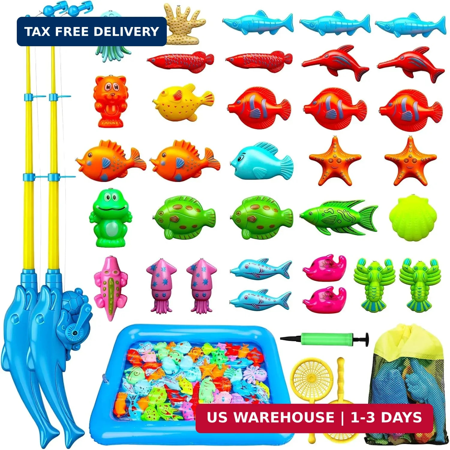 TOY Life 2-Player Magnetic Fishing Game for Kids 3-5 – Toddler Fishing Pole Set