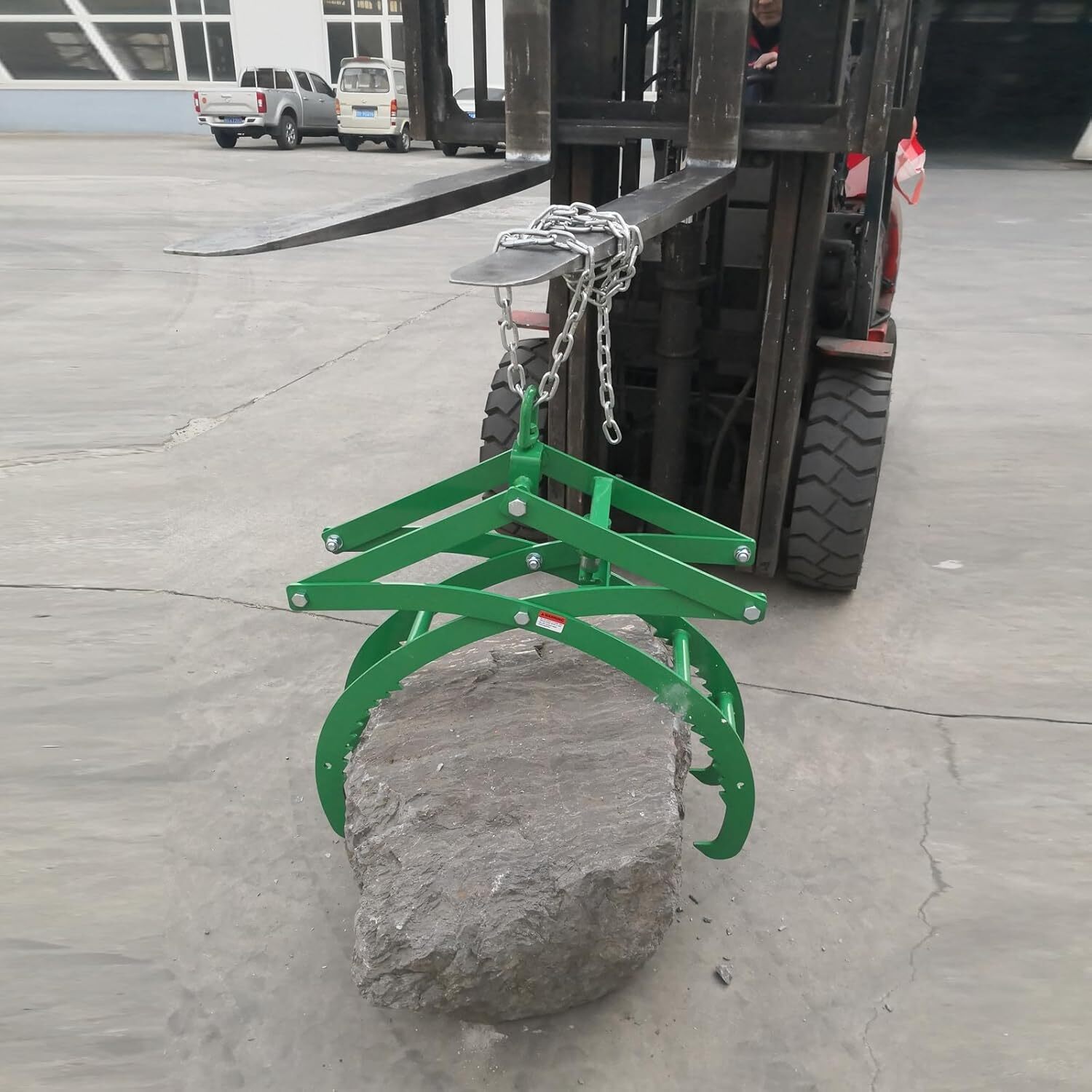 Green Auto-Grip/Release Heavy-Duty Log & Rock Tongs, 32″ 360° Rotating Lifting
