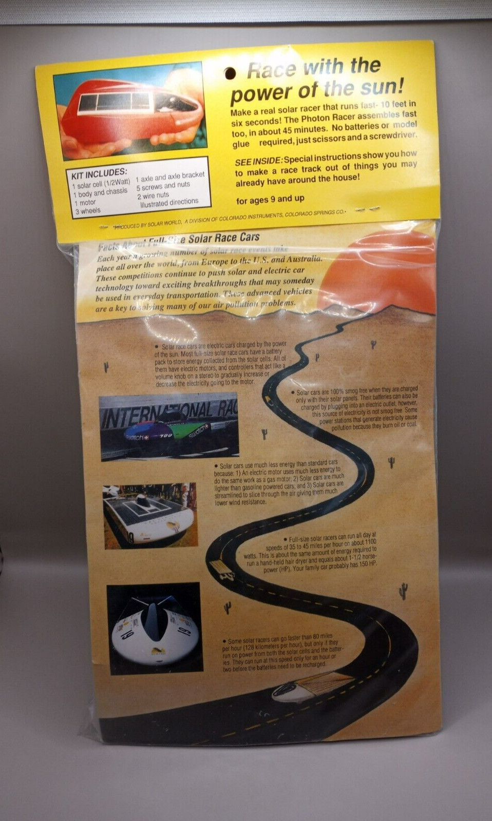 NEW Solar World Photon Solar Racer Model Kit Ages 9+ Children’s STEM Project