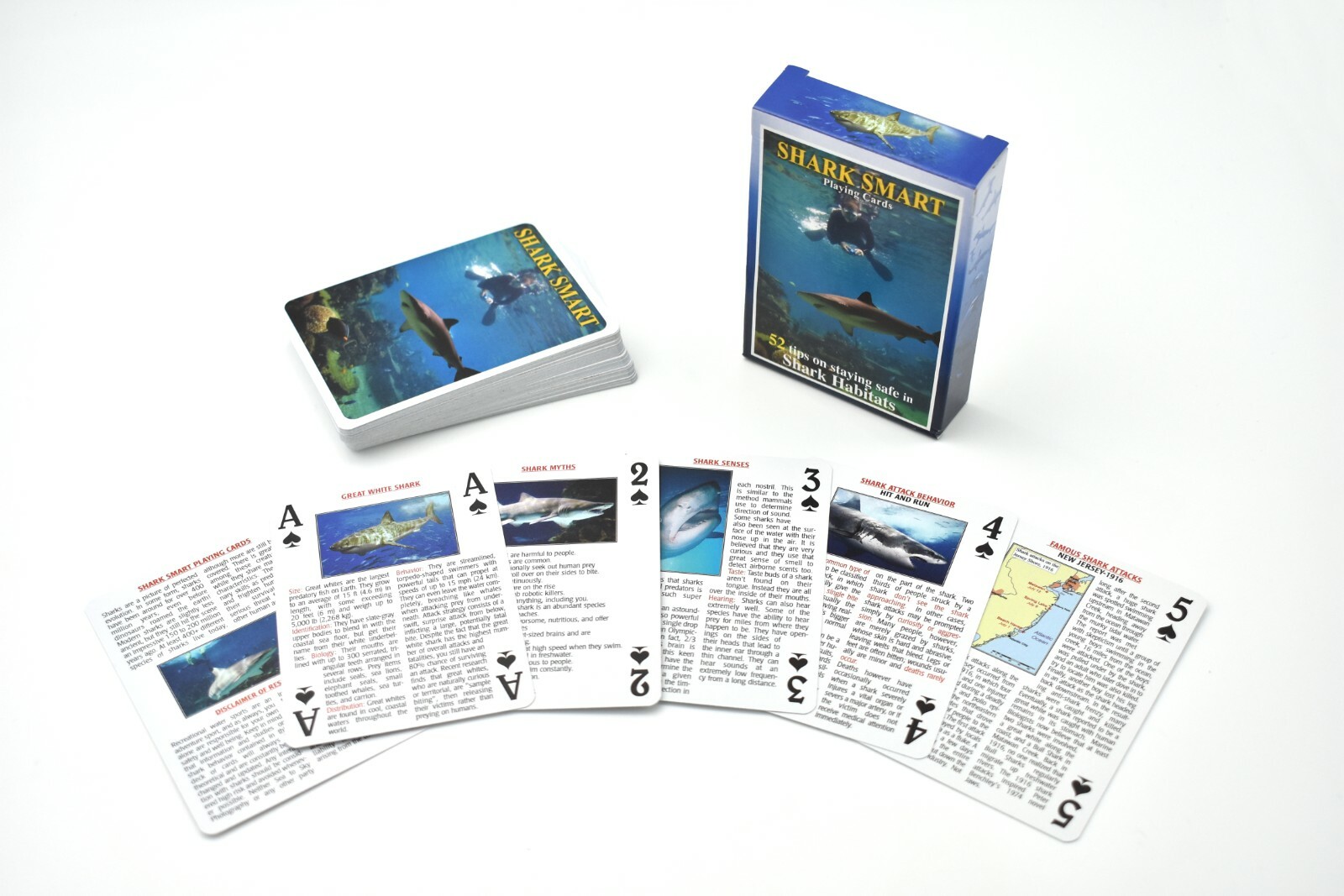 Sharks of the World, New Deck of Animal Themed Playing Cards 3 1/2″ SSA134 B128