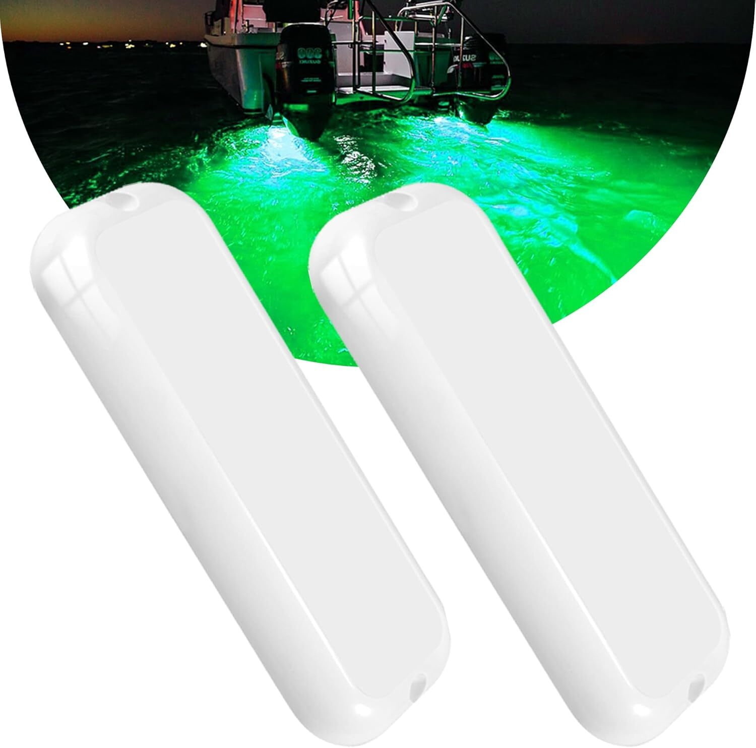 B5 Marine Underwater Boat Lights Green Pair 2x3000LM 90LED 6.5″ 10-36V IP68