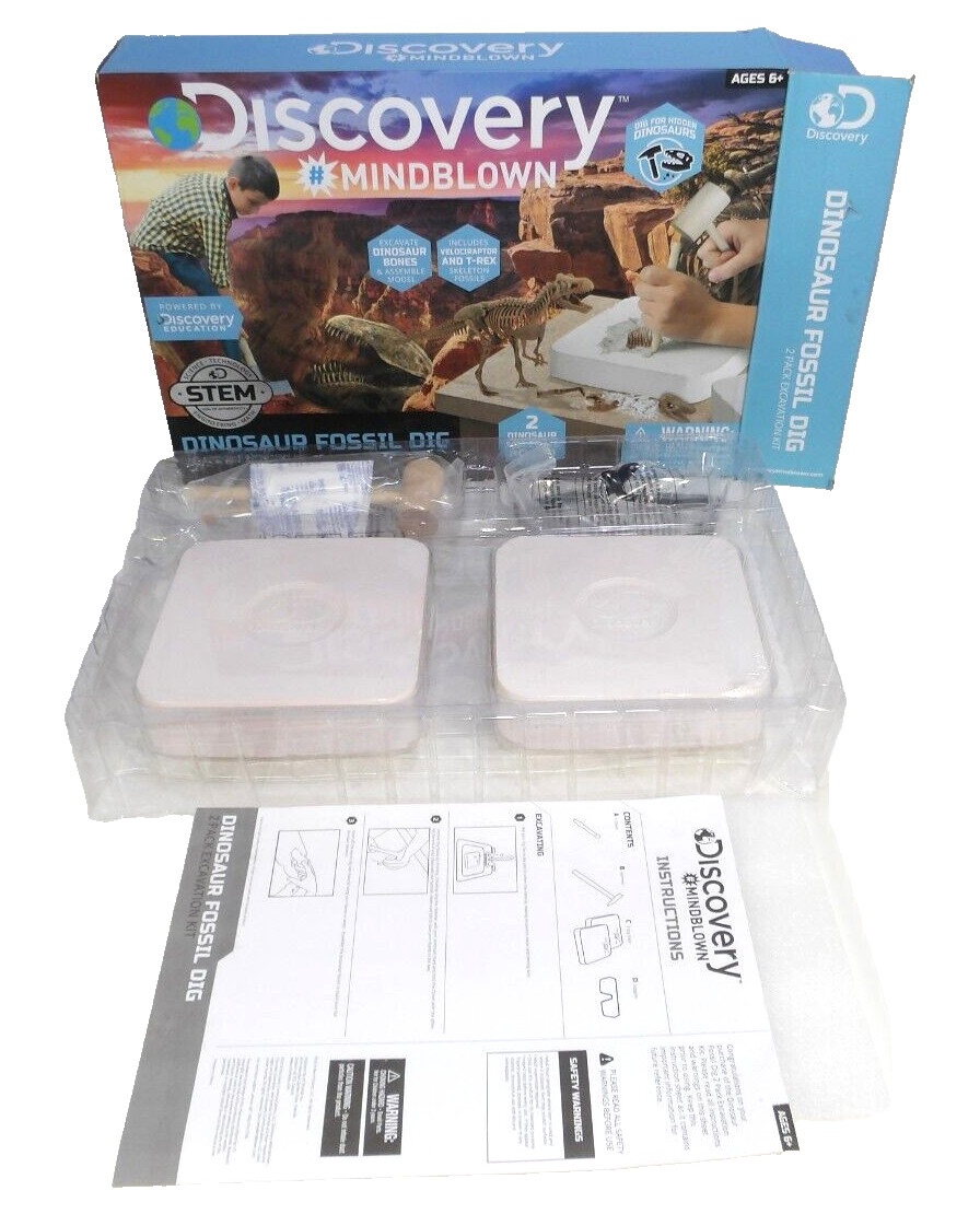 DINOSAUR FOSSIL DIG 2 pack excavation kit DISCOVERY 2018 NEW, PACKAGE DAMAGED