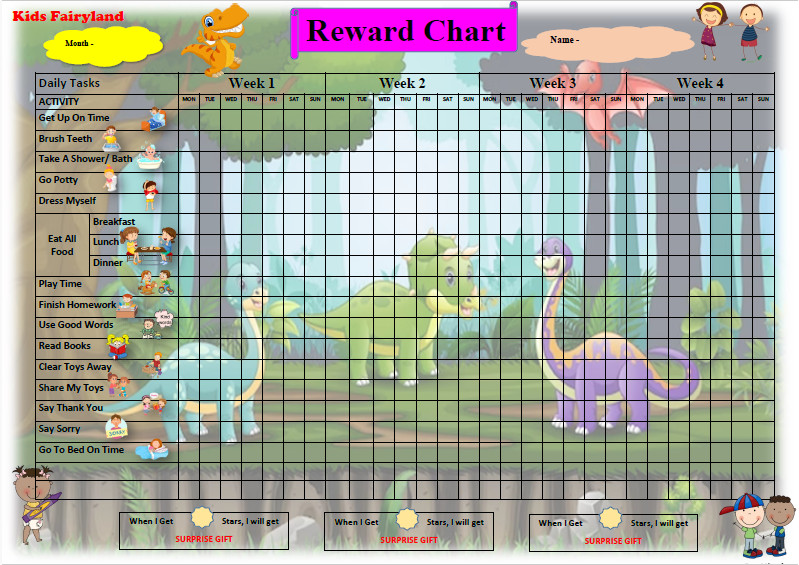 A3 Size Reward Chart Kids for Behavior Chore Charts with Stickers