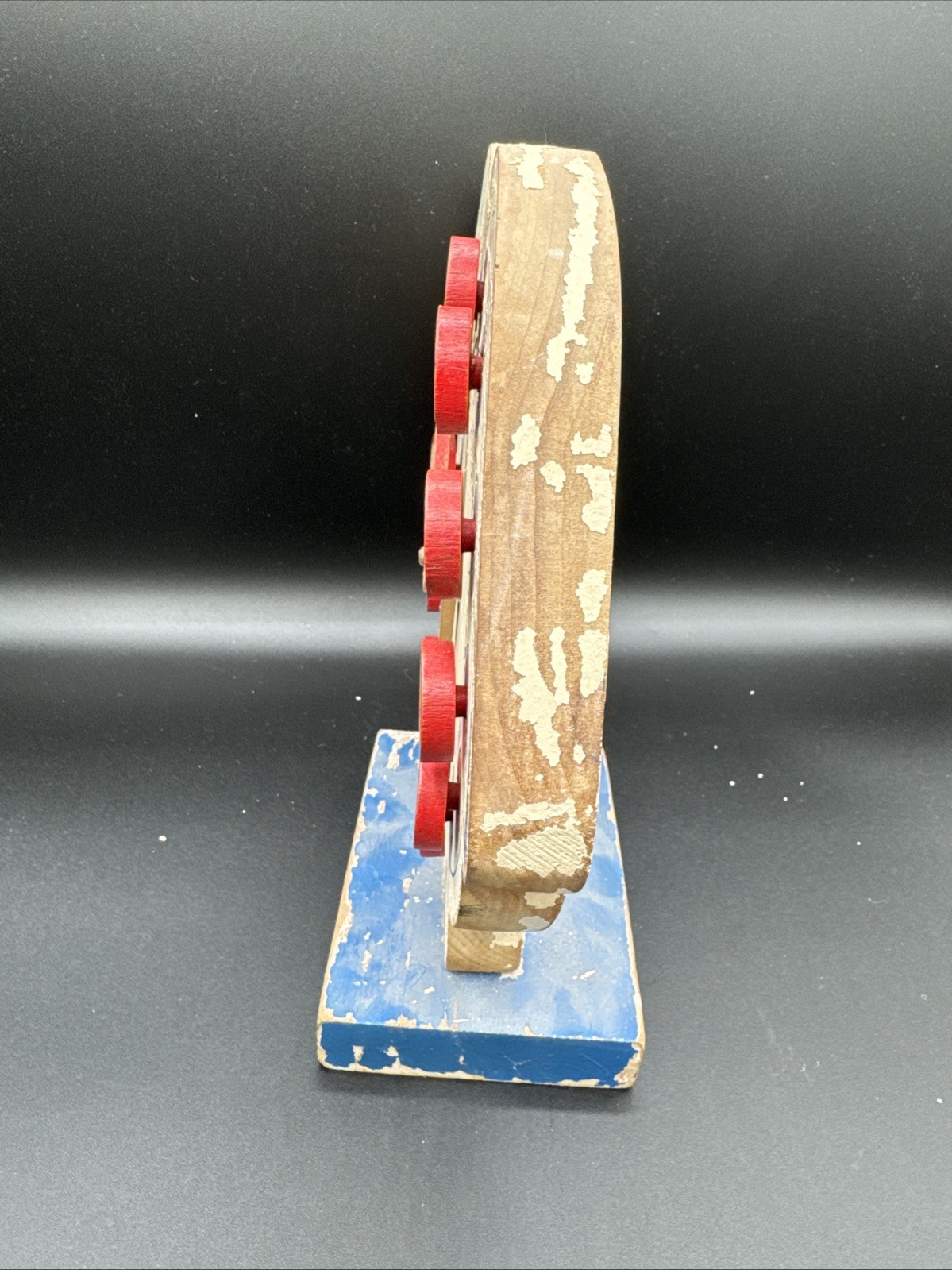 Vintage 1930/40’s Analog Teaching Wooden Clock Removable Pegs. Folk Art. (T13)