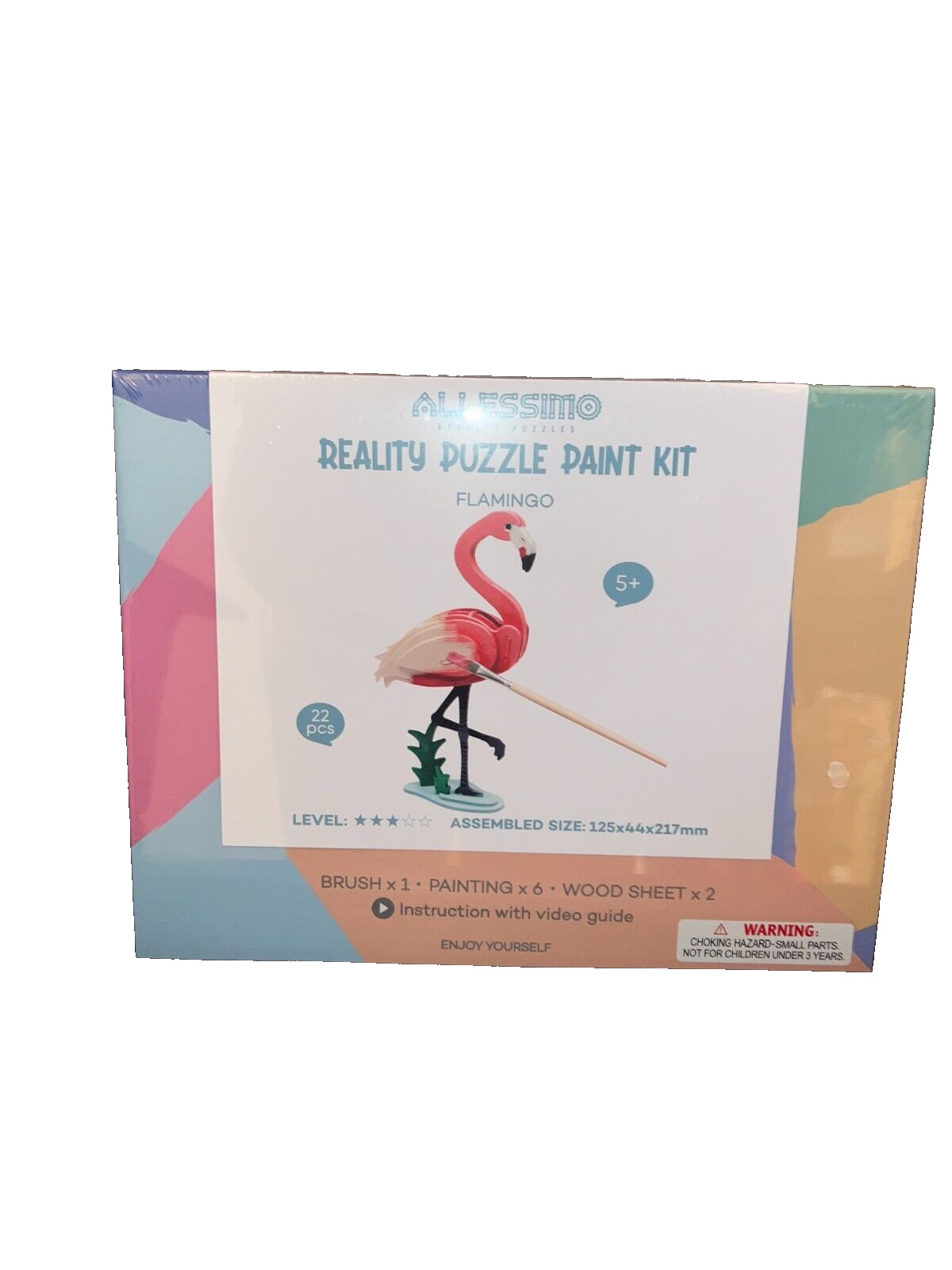 Allessimo Reality 3D Wooden Flamingo Puzzle Model Paint Kit Toys for Kids Puzzle