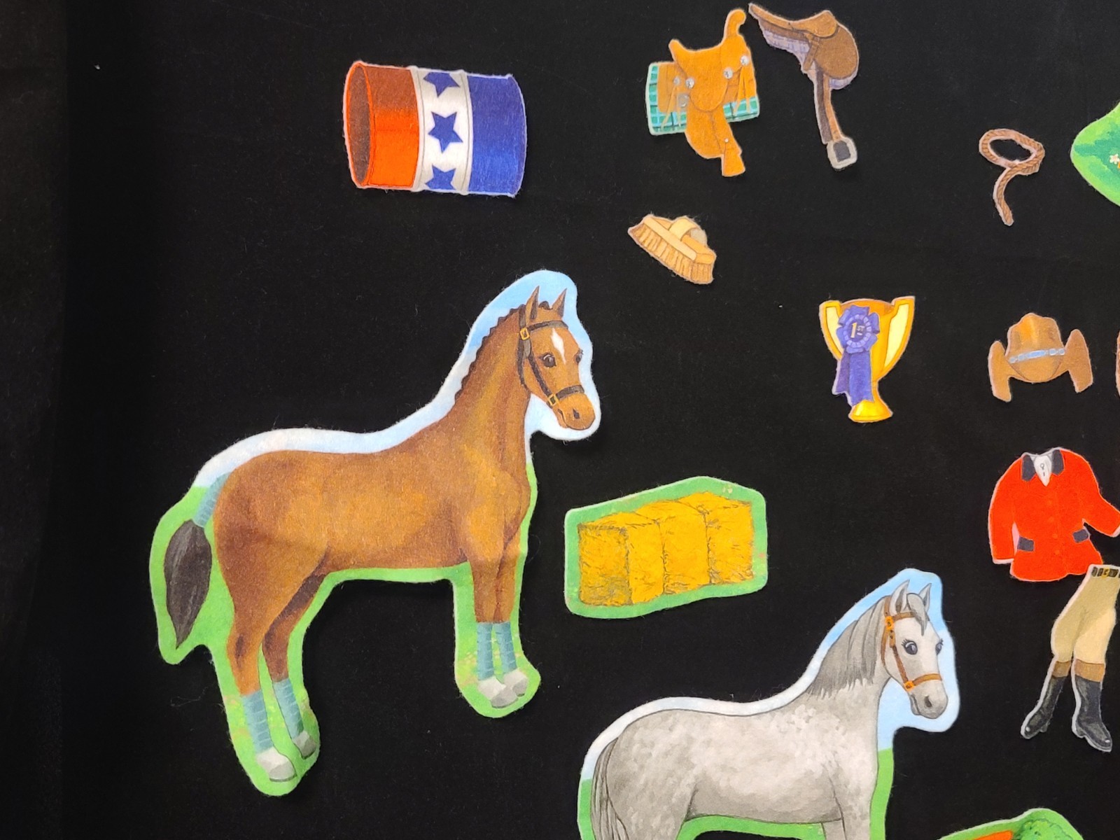 Horse Show Flannel Graph Pieces Barrel Racing Equestrian Cowgirl
