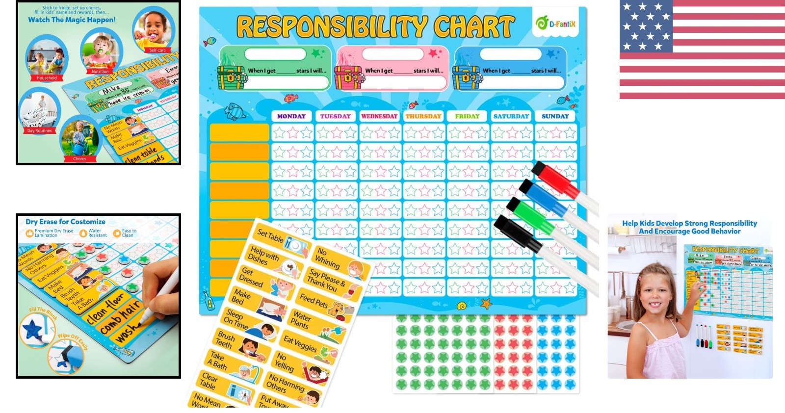 Durable Magnetic Responsibility Chart – Daily Routine & Reward System for Kids