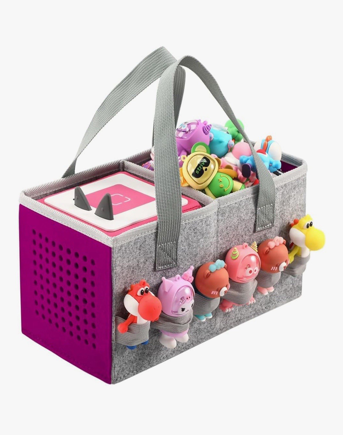 Carrying Bag for TonieBox starter set Toniebox 2 and figurines Gray Purple Felt