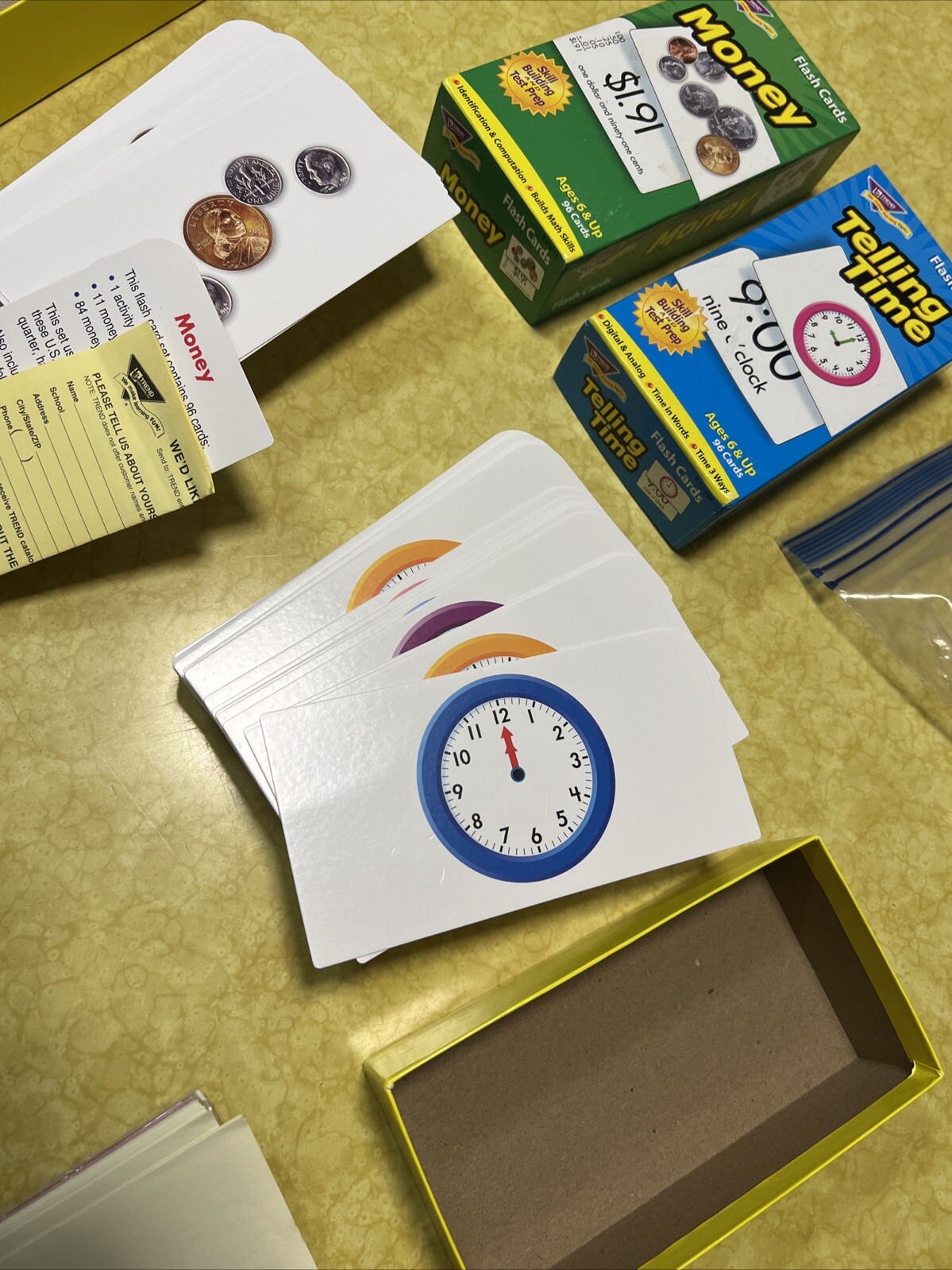 Trend Flash Cards Telling Time And Money 96 Cards Each Home School Skill Build!!