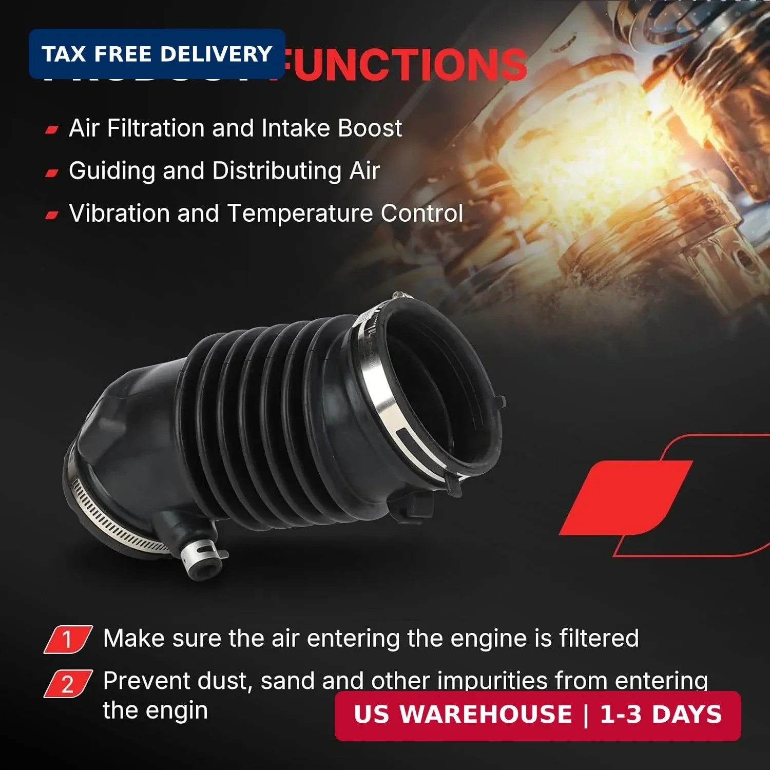 17228-5J6-A00 Air Intake Hose Tube for Honda Pilot Odyssey Acura MDX