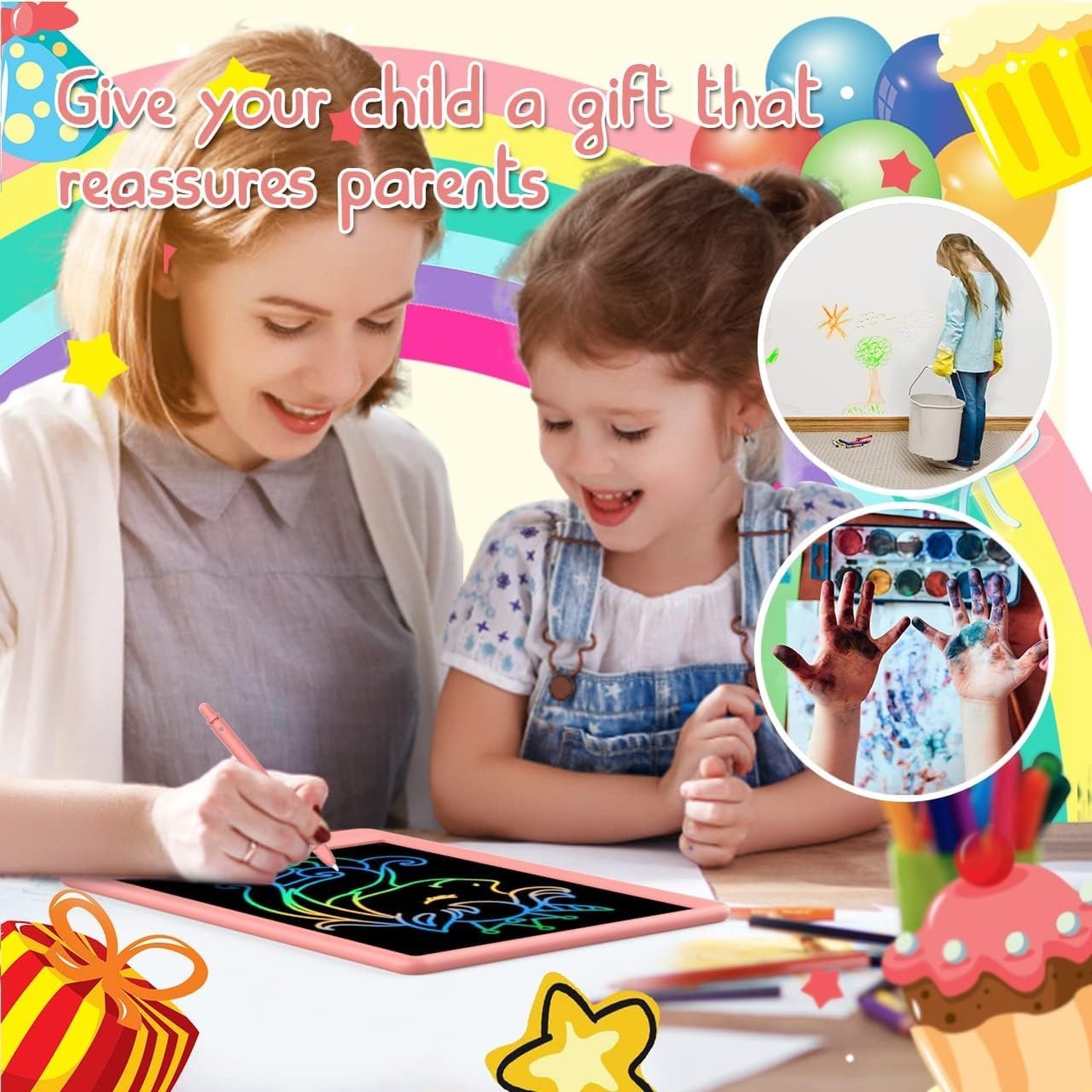 BUKEBU LCD Writing Tablet Doodle Board,10.5 inch Colorful Drawing Pad,Electro…