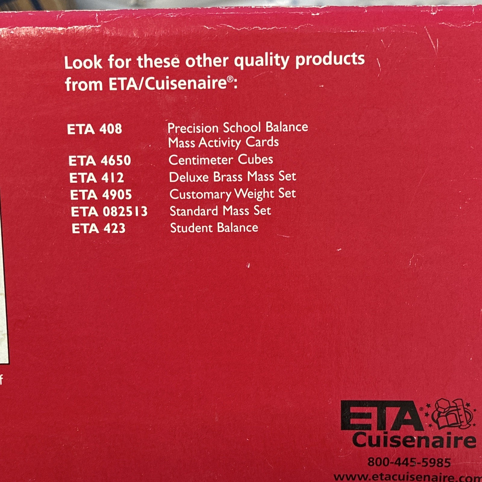 ETA Cuisenaire Precision School Balance Scale ETA 408 w/ Weights, Red/Gray