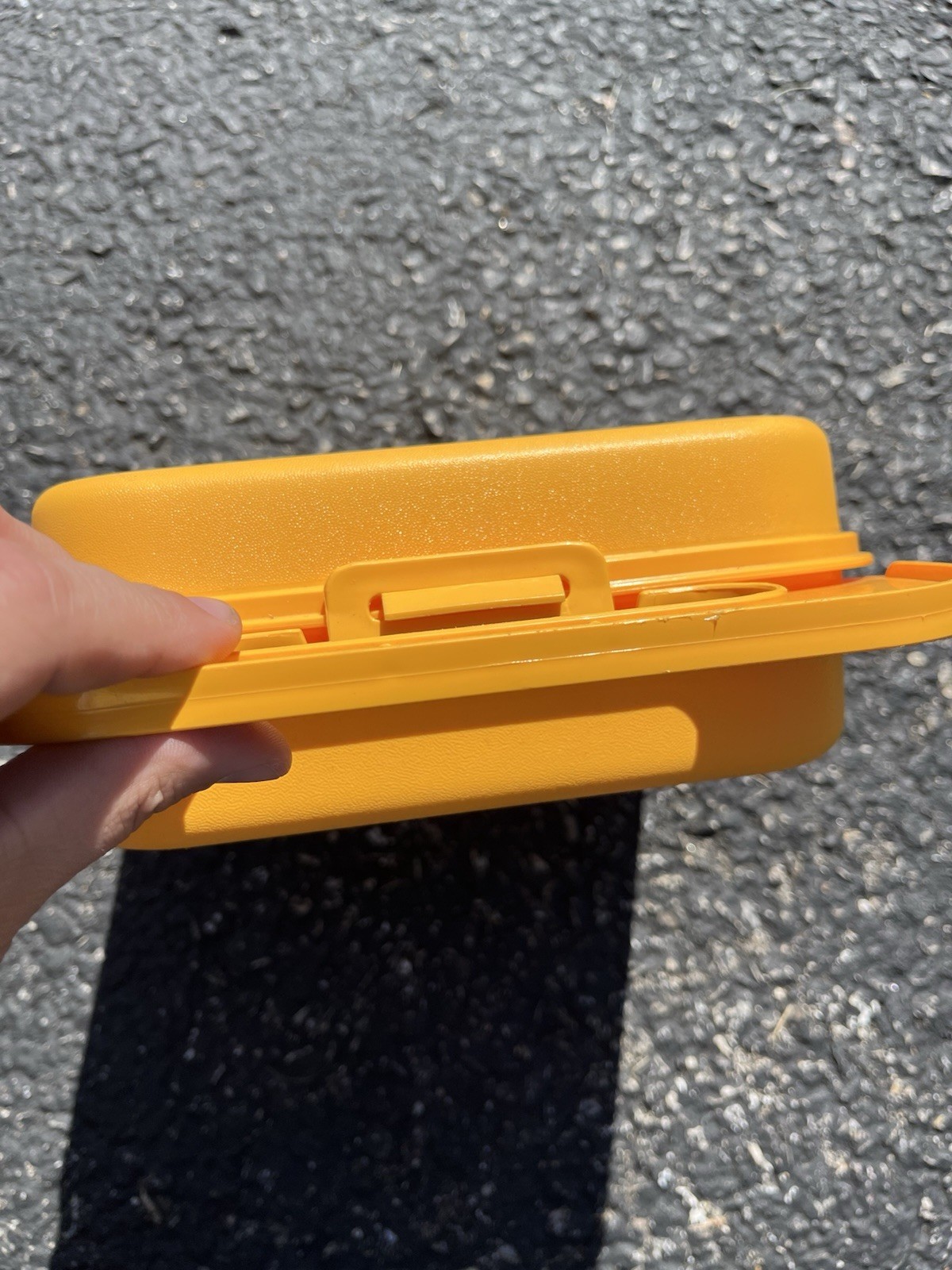 Vntg Tupperware Yellow Stencil Case Alphabet Rub Lunch Storage Carry Box Latch