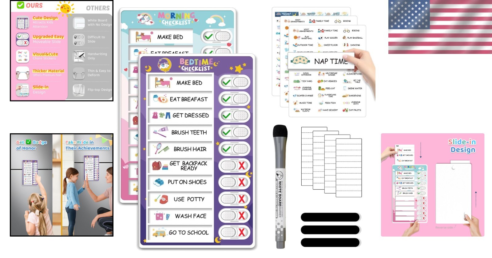 Interactive 2-in-1 Morning & Bedtime Routine Chart for Kids – Magnetic Design