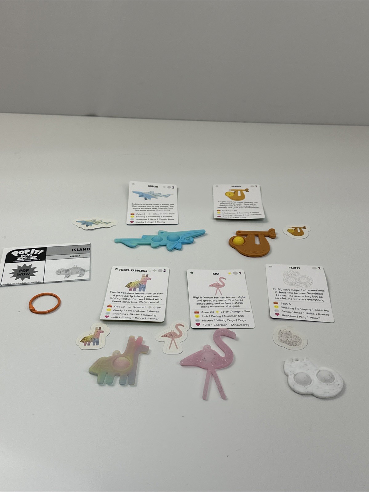 Pop It Pets Season 2 Reg Size Lot of 5 Animals Cat Shark Llama Flamingo Sloth