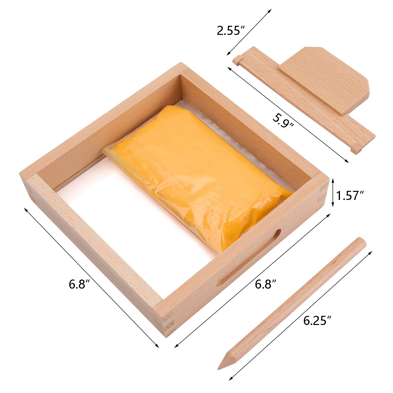 Montessori Letter Formation Sand Tray, Wooden Sand Trays with Pen for Writing…