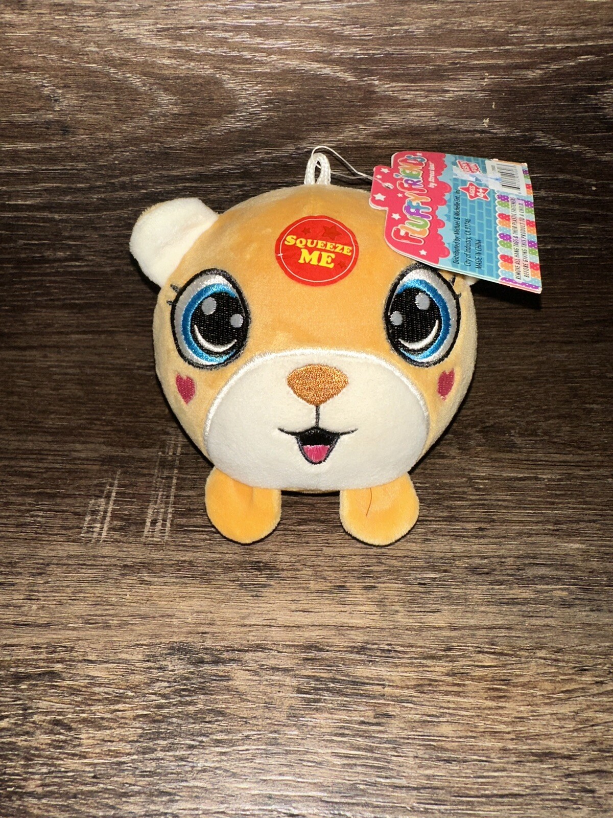 Fluffy Friends Squishy Plush Bear Brown Collectible Stress Ball Toy Keychain New