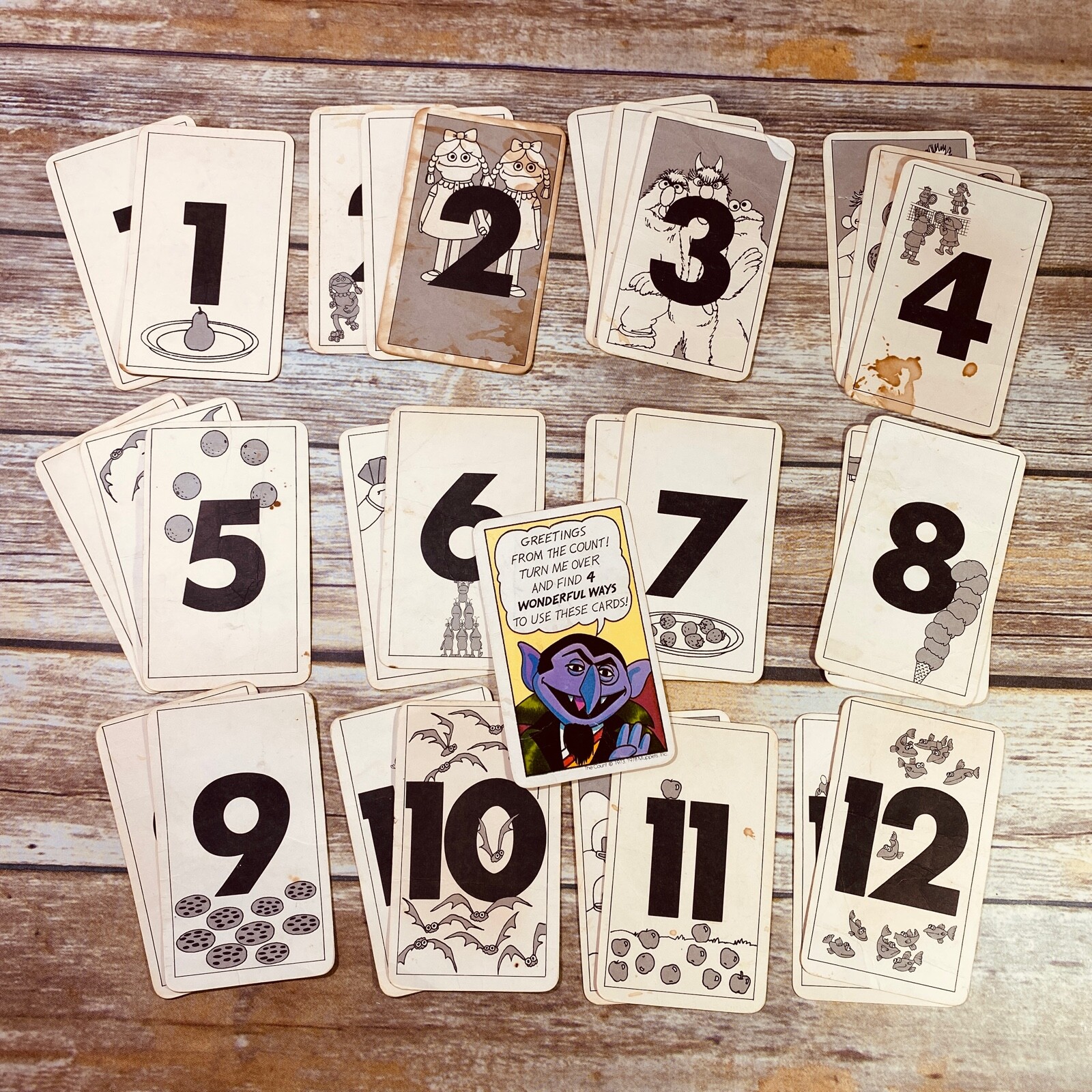 Vtg Game 1978 Cards Muppets Counting Nostalgic Playtime Cookie Monster Henson j