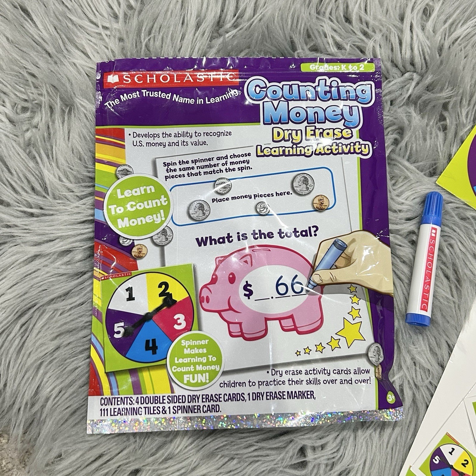 Scholastic Counting Money Dry Erase Learning Activity Set K-2