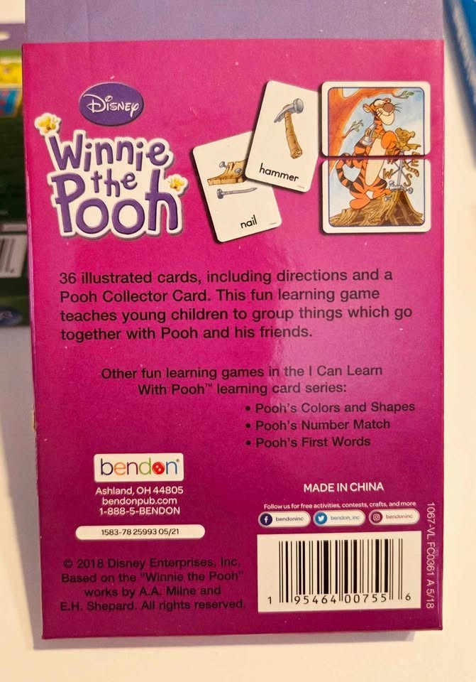 DISNEY Winnie the Pooh Flash Cards – Set of 4 – Learning, Educational Cards