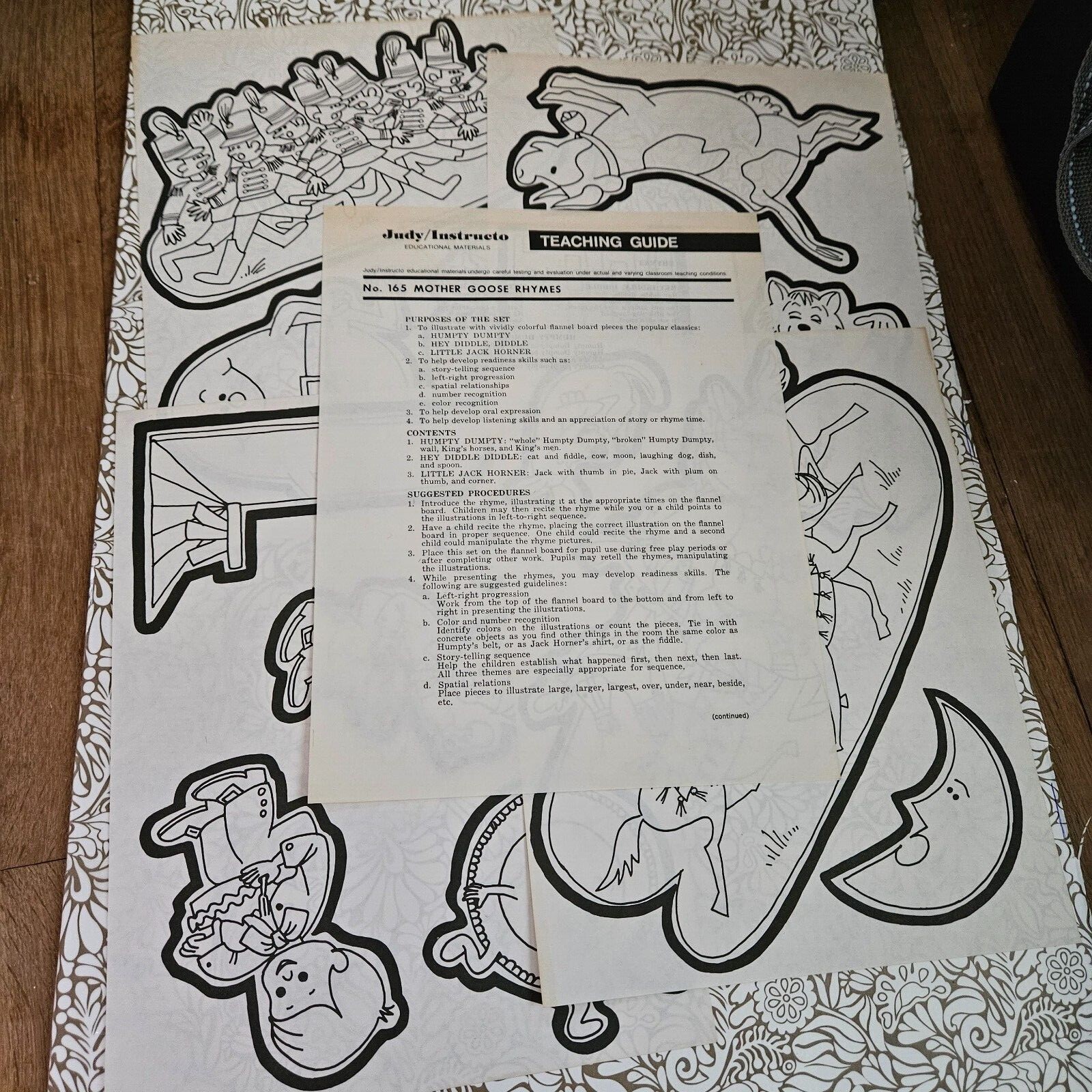 Vintage Mother Goose Rhymes Flannel board NIP cutouts Teacher Preschool Literacy